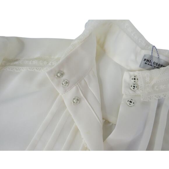 Women’s 10 Philosophy di Alberta Ferretti Ivory Pintuck Silk Blouse NWT - Picture 8 of 8